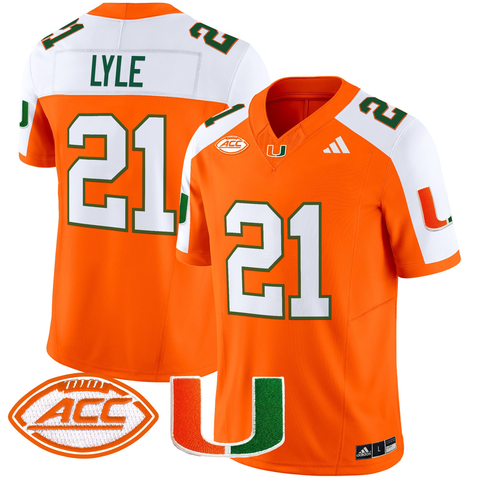 Men Miami Hurricanes #21 Lyle Orange 2024 Vapor Limited NCAA Jersey